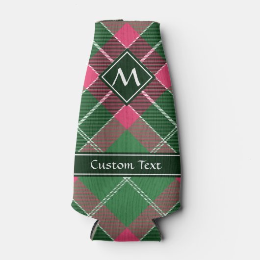 Groen en Roze Tartan Flesjeskoeler (Voorkant)