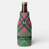 Groen en Roze Tartan Flesjeskoeler (Fles Voorkant)