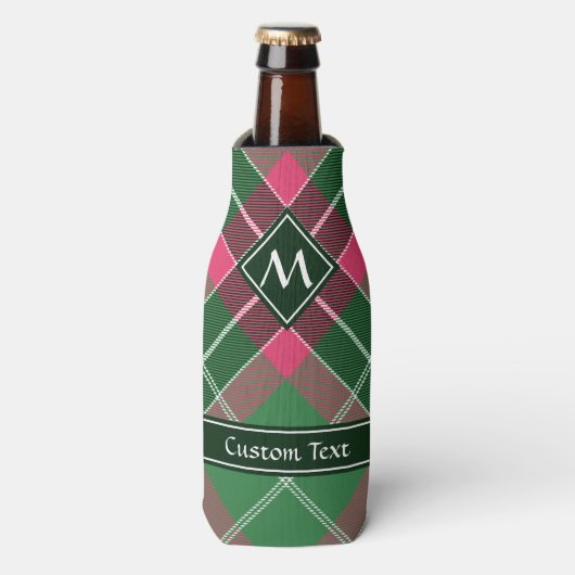 Groen en Roze Tartan Flesjeskoeler (Fles Voorkant)