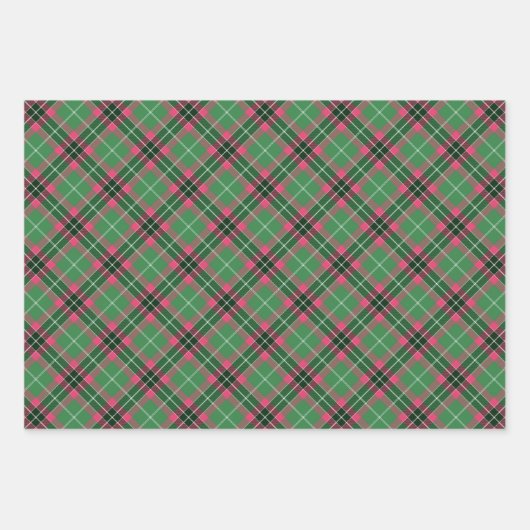 Groen en Roze Tartan Inpakpapier Vel (Voorkant 3)