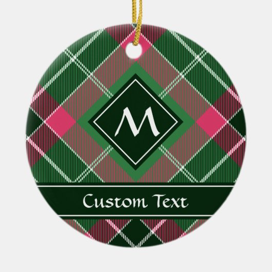 Groen en Roze Tartan Keramisch Ornament (Voorkant)