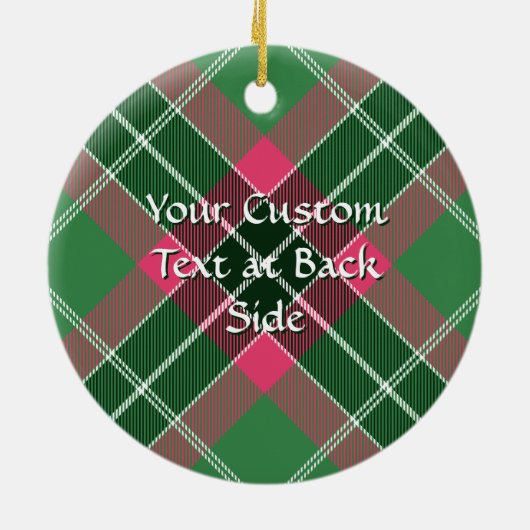 Groen en Roze Tartan Keramisch Ornament (Achterkant)