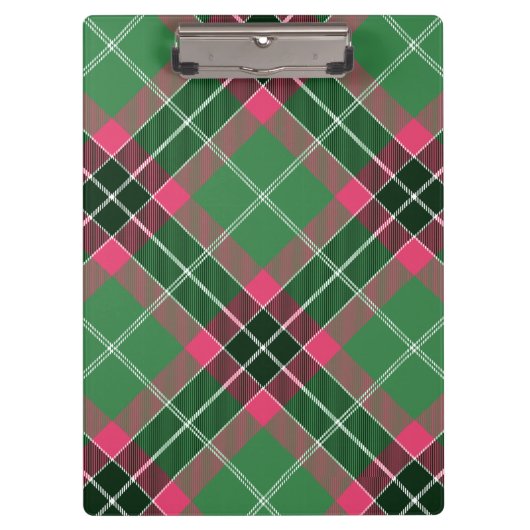 Groen en Roze Tartan Klembord (Voorkant)