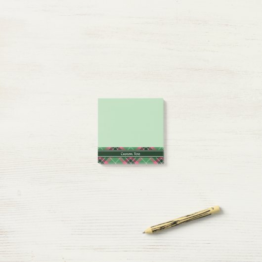 Groen en Roze Tartan Post-it® Notes (Op bureau)