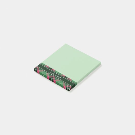 Groen en Roze Tartan Post-it® Notes (Schuin)