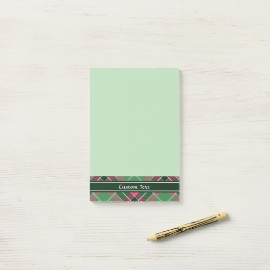 Groen en Roze Tartan Post-it® Notes (Op bureau)