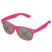 Groen en Roze Tartan Retro Zonnebril (Gekanteld)