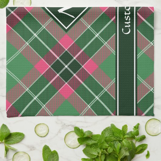 Groen en Roze Tartan Theedoek (Gevouwen)