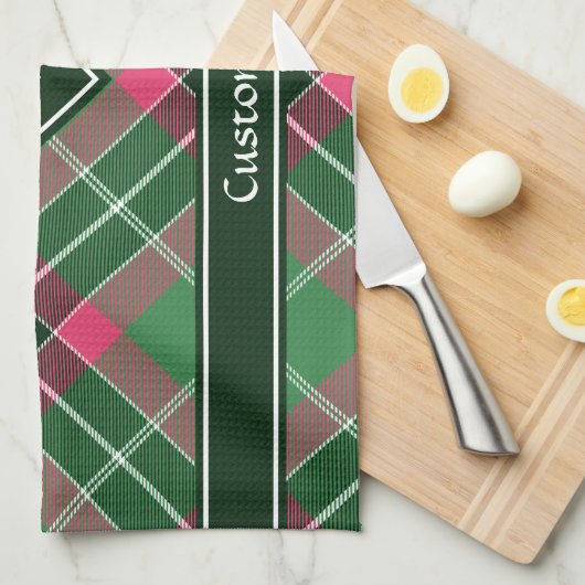 Groen en Roze Tartan Theedoek (Quarter Fold)