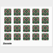 Groen en Roze Tartan Vierkante Sticker (Vel)
