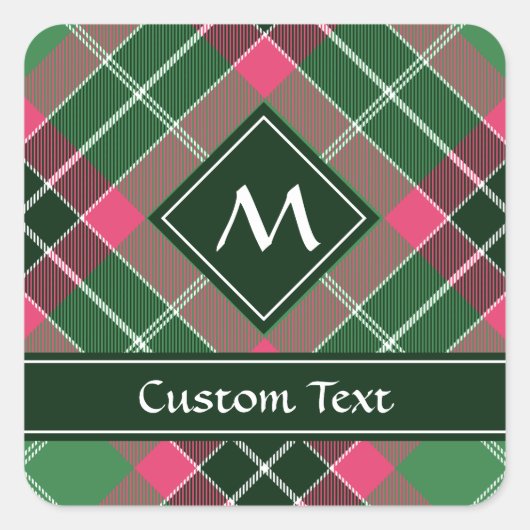 Groen en Roze Tartan Vierkante Sticker (Voorkant)
