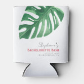 Groen en Roze Tropische Monstera Bachelorette Blikjeskoeler (Voorkant)