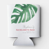 Groen en Roze Tropische Monstera Bachelorette Blikjeskoeler (Achterkant)