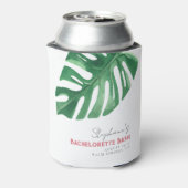 Groen en Roze Tropische Monstera Bachelorette Blikjeskoeler (Blikje Achterkant)