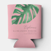 Groen en Roze Tropische Monstera Bachelorette Blikjeskoeler (Achterkant)