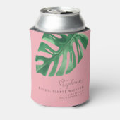 Groen en Roze Tropische Monstera Bachelorette Blikjeskoeler (Blikje Achterkant)