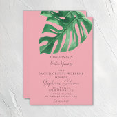 Groen en Roze Tropische Monstera Bachelorette Kaart