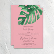 Groen en Roze Tropische Monstera Bachelorette