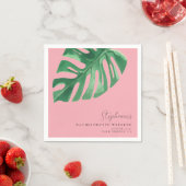 Groen en Roze Tropische Monstera Bachelorette Servet (Insitu)