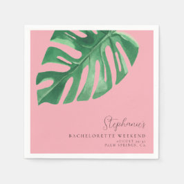 Groen en Roze Tropische Monstera Bachelorette Servet