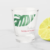 Groen en Roze Tropische Monstera Bachelorette Shot Glas (Voorkant)