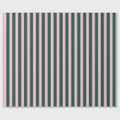 Groen en Roze Vetgedrukte Stripe Holiday Wrapping  Cadeaupapier (Vlak)