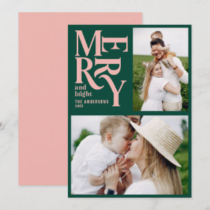 groen en roze vintage prettig kerstfeest aankondiging