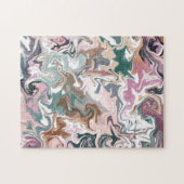 Groen en roze vloeibare acryl legpuzzel (Horizontaal)