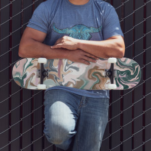 Groen en roze vloeibare acryl persoonlijk skateboard