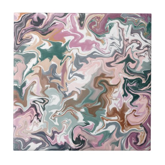 Groen en roze vloeibare acryl tegeltje (Voorkant)