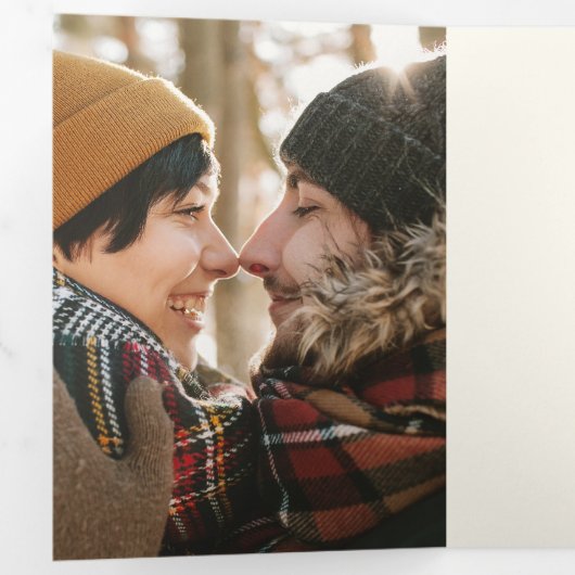 Groen en Roze Vrolijk Kerstfeest Multi Photo Drieluik Wenskaart (Binnenzijde eerst)