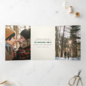 Groen en Roze  Vrolijk Kerstfeest Multi Photo Drieluik Wenskaart (Binnen)