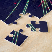 Groen en roze vuurwerk legpuzzel (Zijkant)