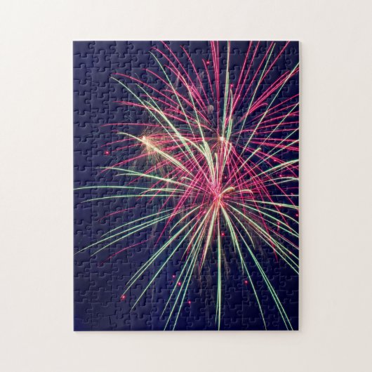 Groen en roze vuurwerk legpuzzel (Verticaal)