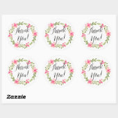 Groen en Roze Waterverf Bloemen Dank u Sticker (Vel)