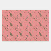 Groen en Roze wilde bloemen Inpakpapier Vel (Voorkant 3)