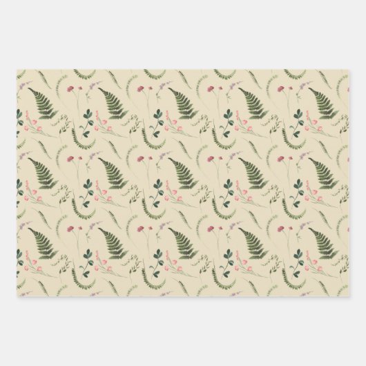 Groen en Roze wilde bloemen Inpakpapier Vel (Voorkant 2)