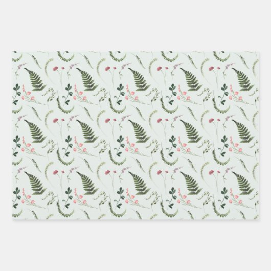 Groen en Roze wilde bloemen Inpakpapier Vel (Voorkant)