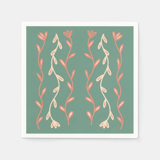 Groen en roze zeewier ontwerp servet (Voorkant)