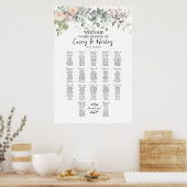 Groen en rozen bruiloft zitplaatsen grafiek 17 taf poster (Keuken)