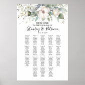 Groen en rozen bruiloft zitplaatsen grafiek 18 taf poster (Voorkant)