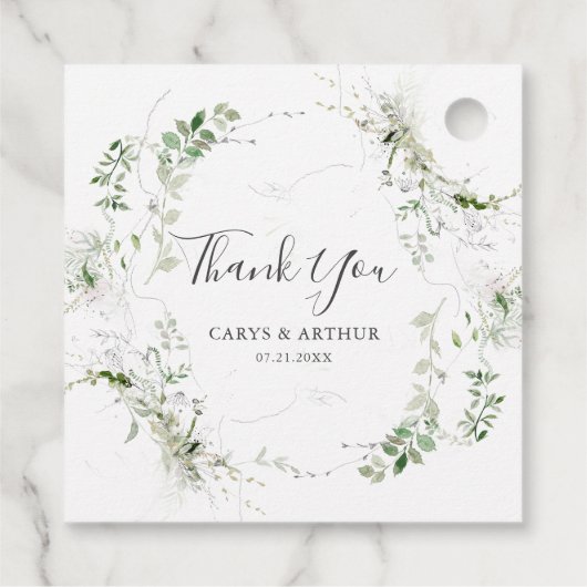 groen en schets bruiloft dank u bedankjes labels (Achterkant)