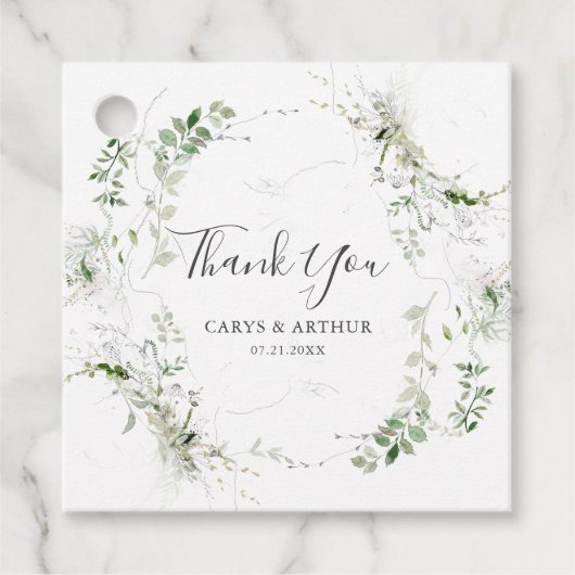 groen en schets bruiloft dank u bedankjes labels (Voorkant)