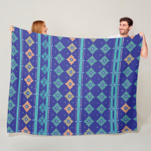 Groen en Sinaasappel Diamantpatroon Geometrisch On Fleece Deken