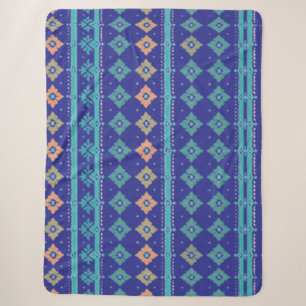 Groen en Sinaasappel Diamantpatroon Geometrisch On Sherpa Deken