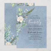 Groen en Stoffelijk Blauw Elegant Baby shower Kaart (Voorkant / Achterkant)