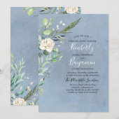 Groen en Stoffelijk Blauw Huwelijk repetitie Diner Kaart (Voorkant / Achterkant)