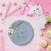 Groen en Stoffig Blauw Bruiloft Papieren Bordje (Feest)