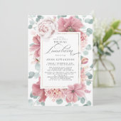 Groen en stoffig Roos Floral Bridal Luncheon Kaart (Staand voorkant)