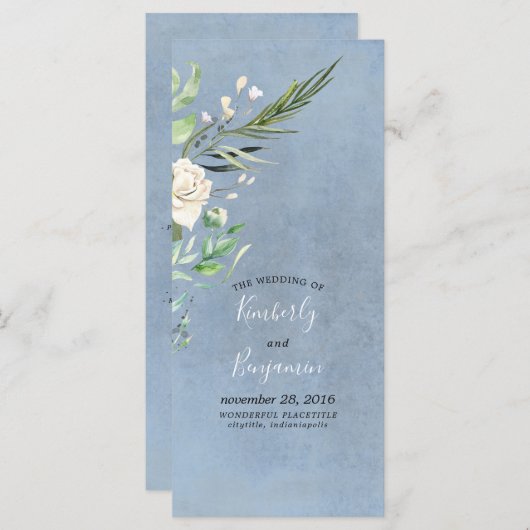 Groen en stoffige blauwe bruiloft programma's (Voorkant / Achterkant)